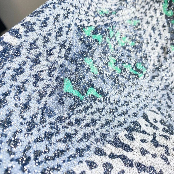 Vintage Slinky Lurex Geometric Print Midi Dress w Matching Belt S - Picture 7 of 9